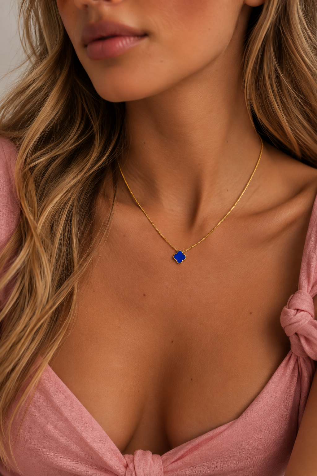 Blue Rosette Necklace