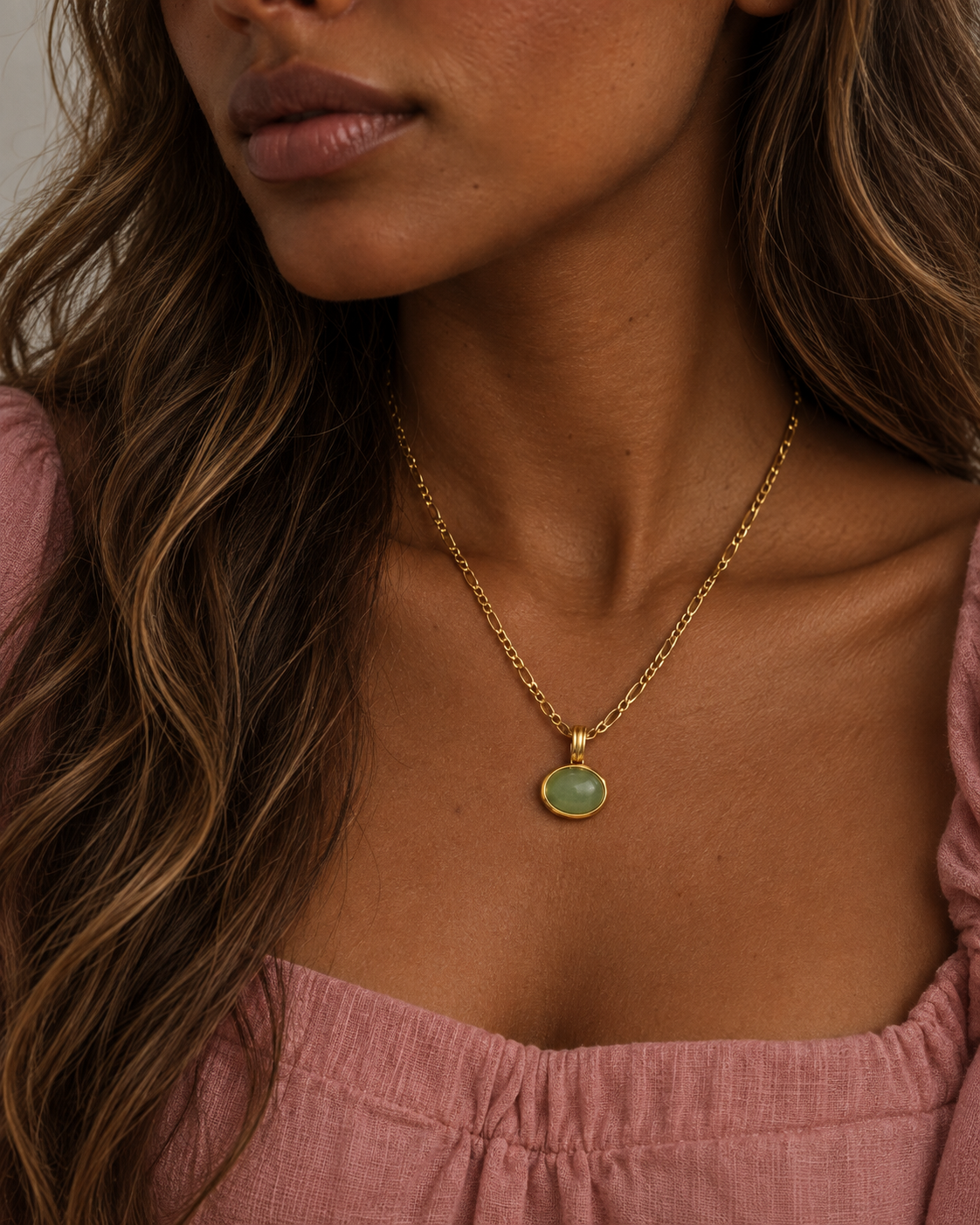 Green Stone Pendant Necklace