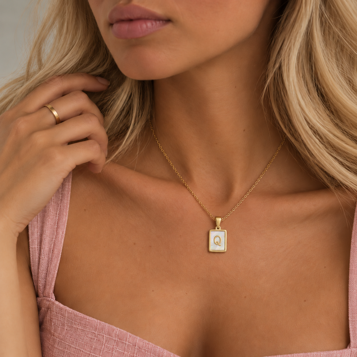 Mother of Pearl Initial Necklace