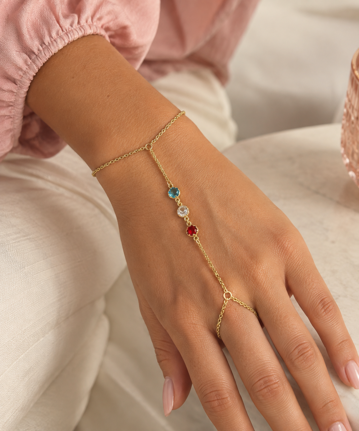Tricolor Crystal Hand Chain