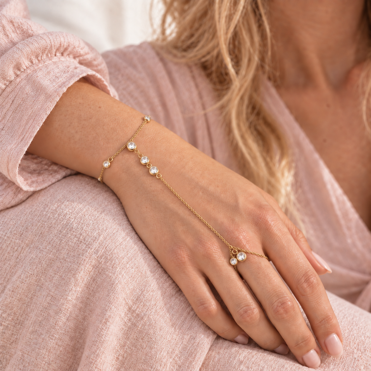Multi Crystal Hand Chain