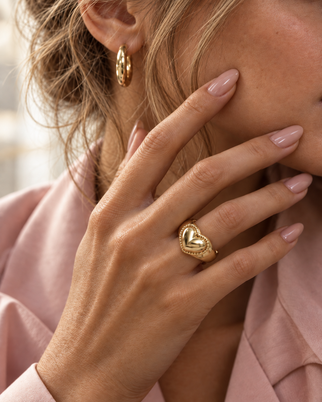 Offener Ring mit goldenem Herz