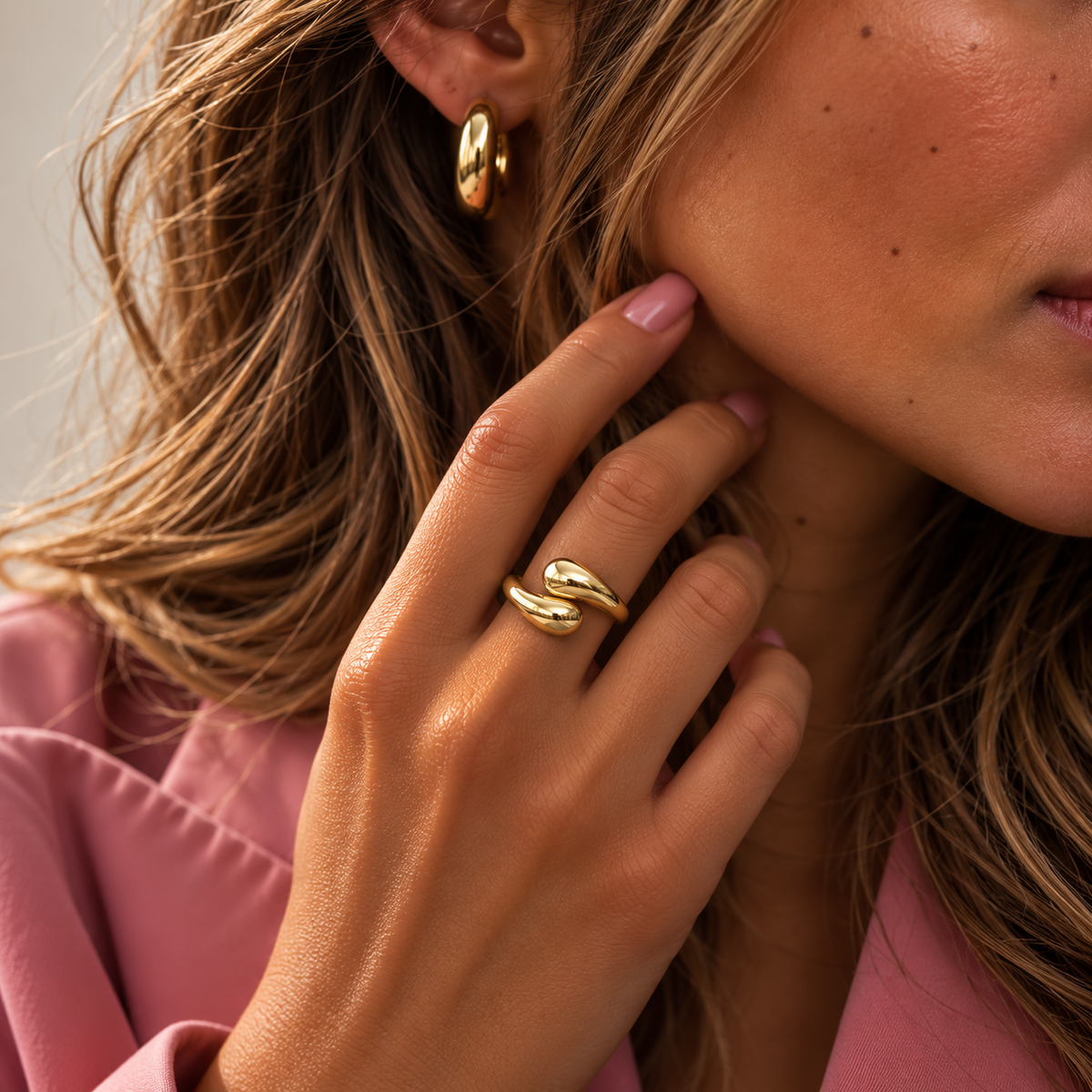 Sculpted Drop Ring