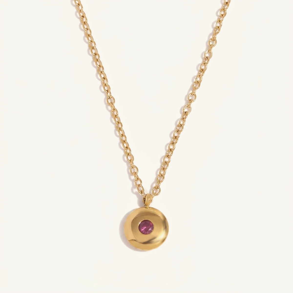 Disc Birthstone Necklace