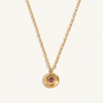 Disc Birthstone Necklace