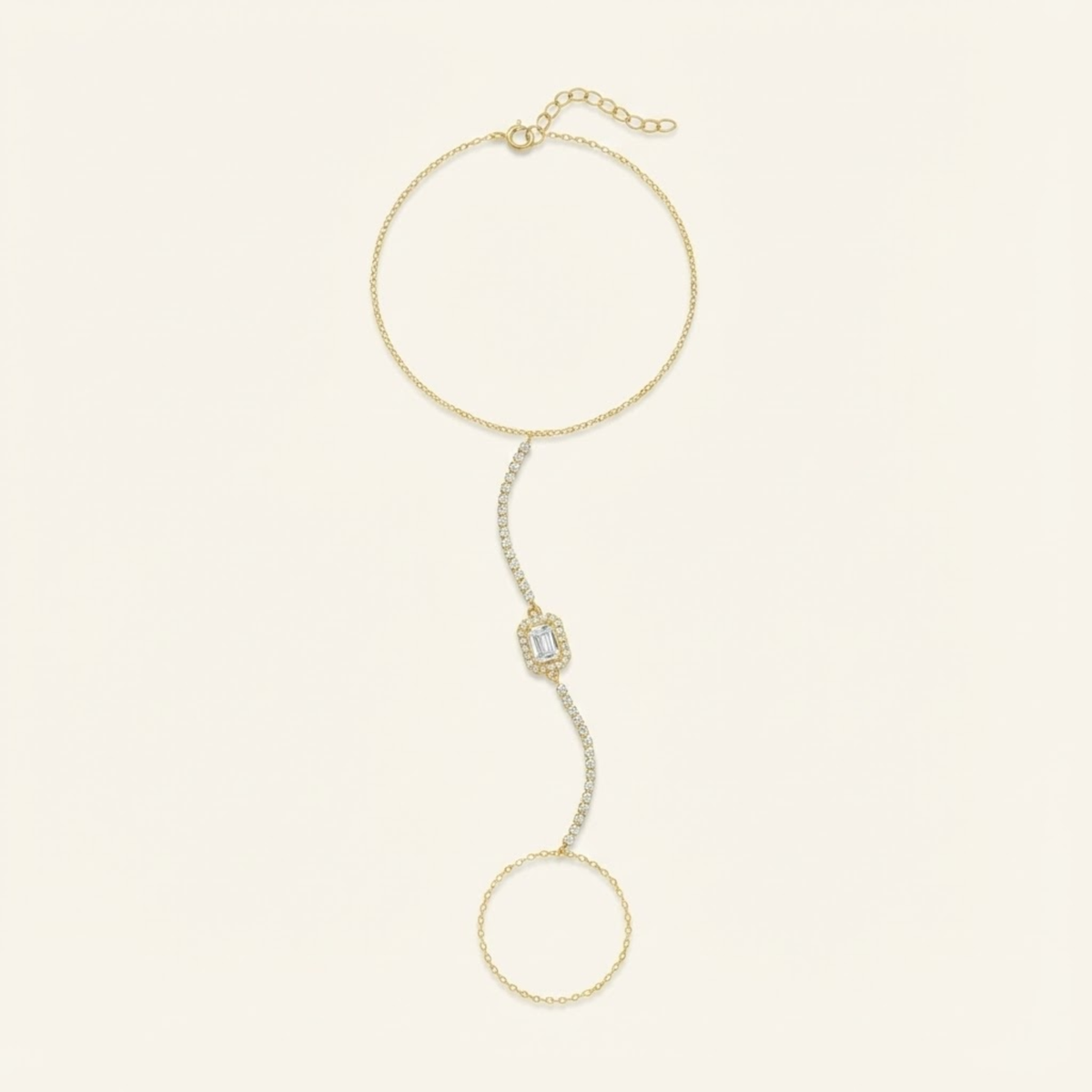 Handketting met kristallen in smaragdslag