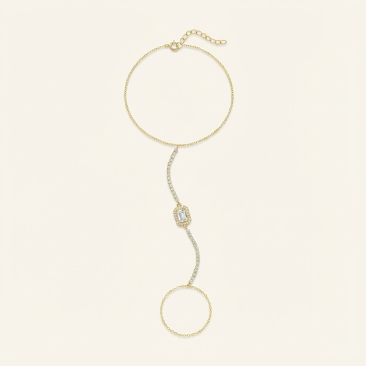 Emerald-Cut Crystal Hand Chain