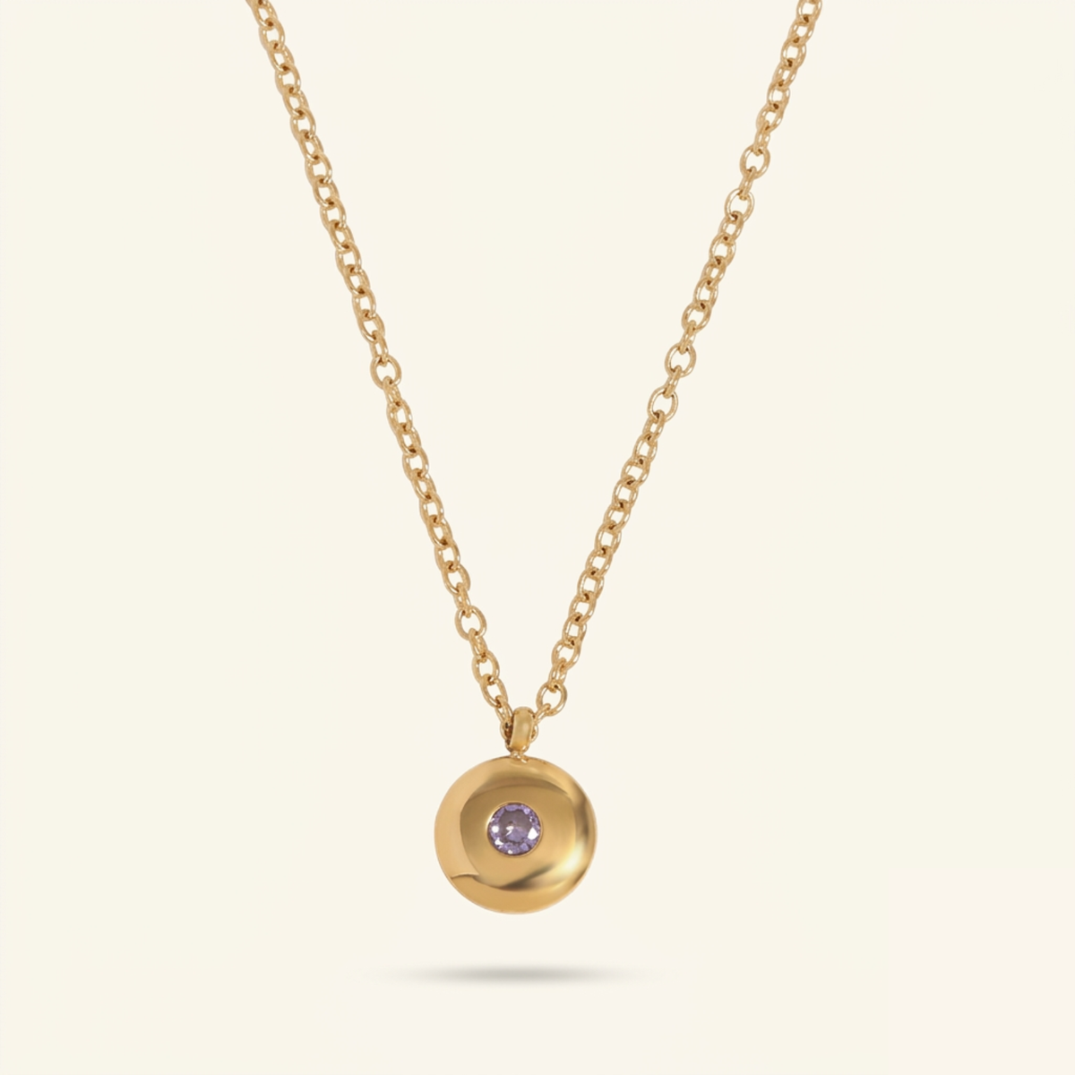 Disc Birthstone Necklace