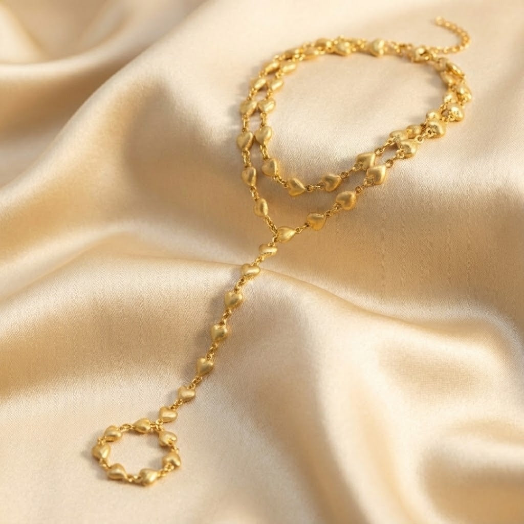 Golden Heart Link Hand Chain