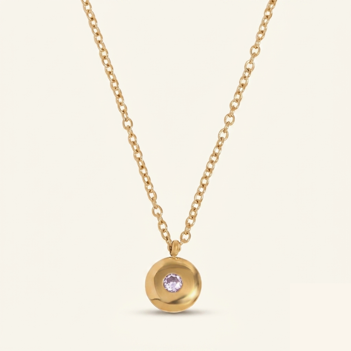 Disc Birthstone Necklace