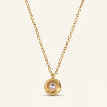 Disc Birthstone Necklace