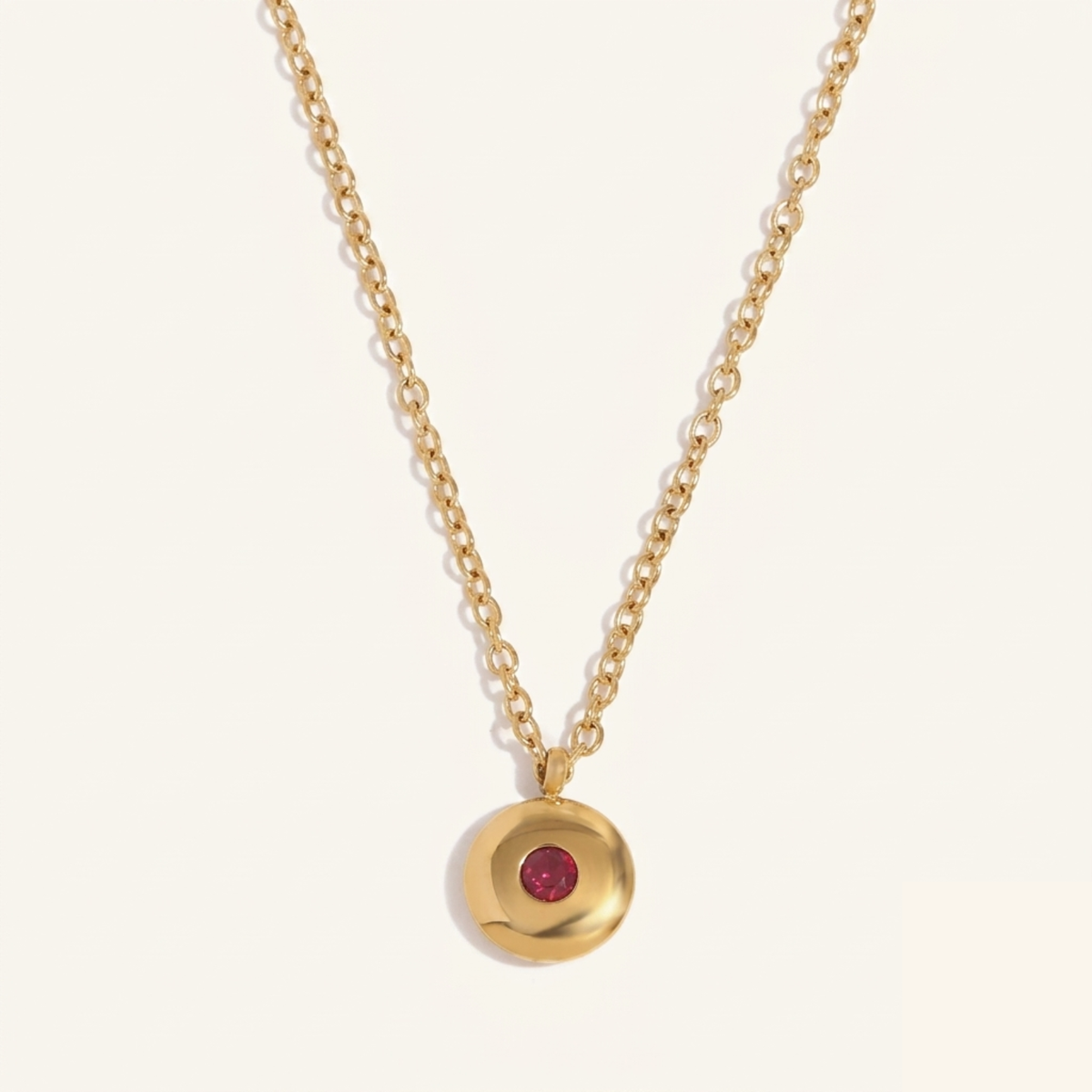 Disc Birthstone Necklace