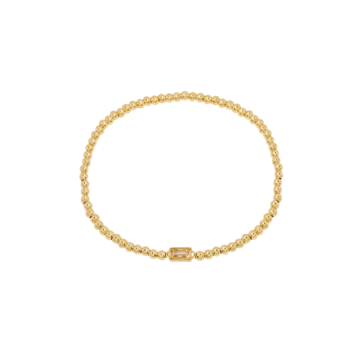Baguette Birthstone Bead Bracelet
