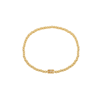 Baguette Birthstone Bead Bracelet