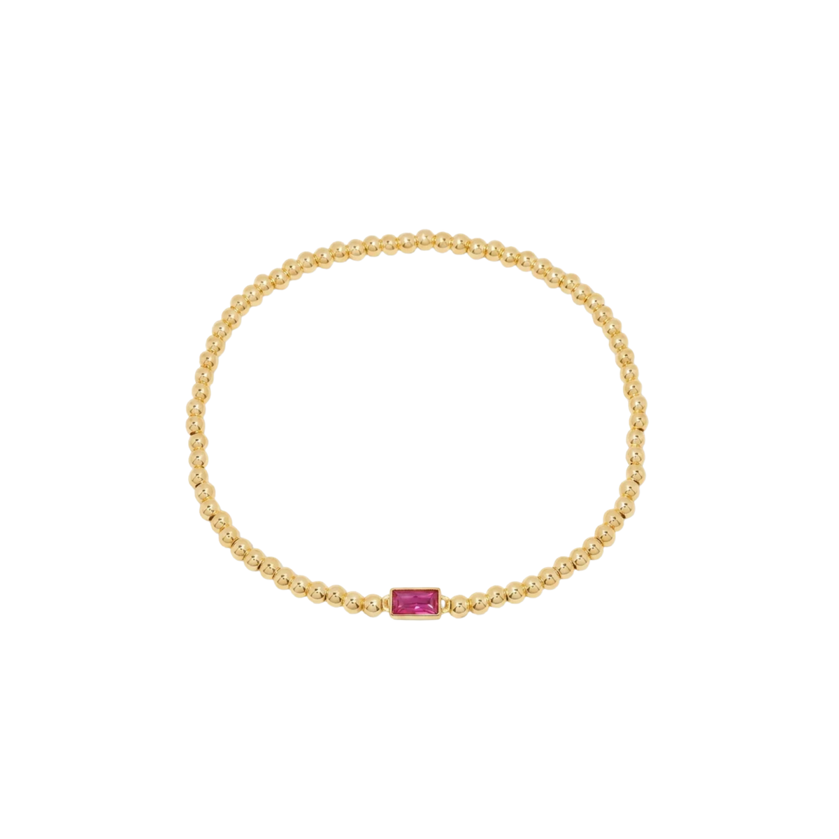 Baguette Birthstone Bead Bracelet
