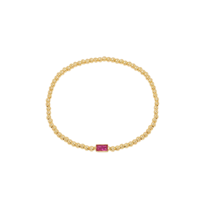 Baguette Birthstone Bead Bracelet