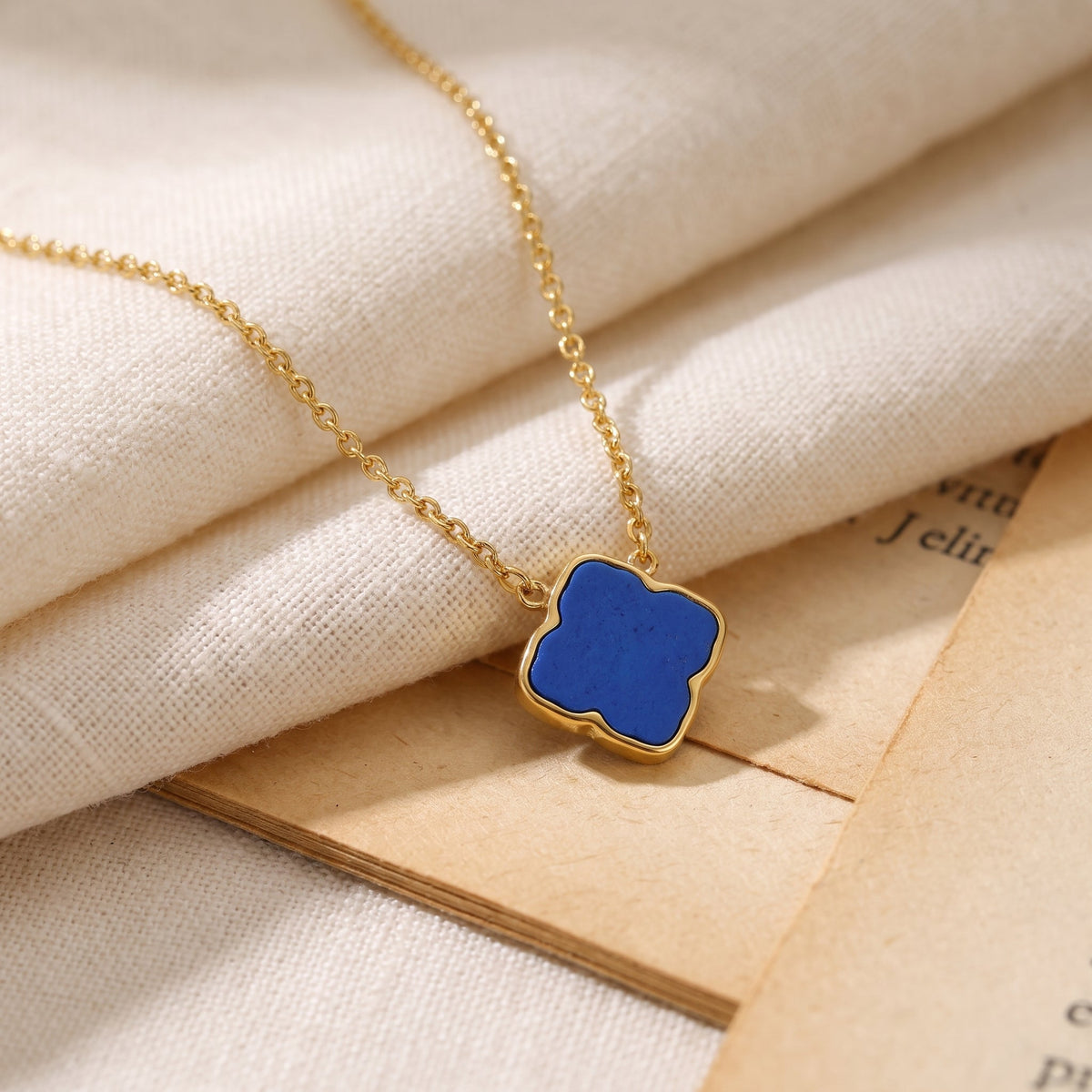 Blue Rosette Necklace