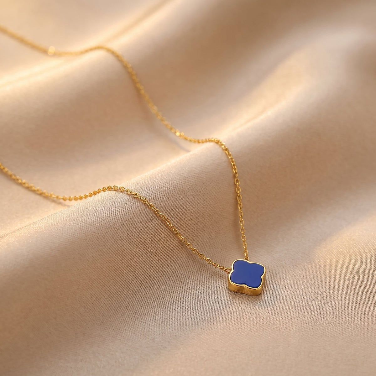 Blue Rosette Necklace