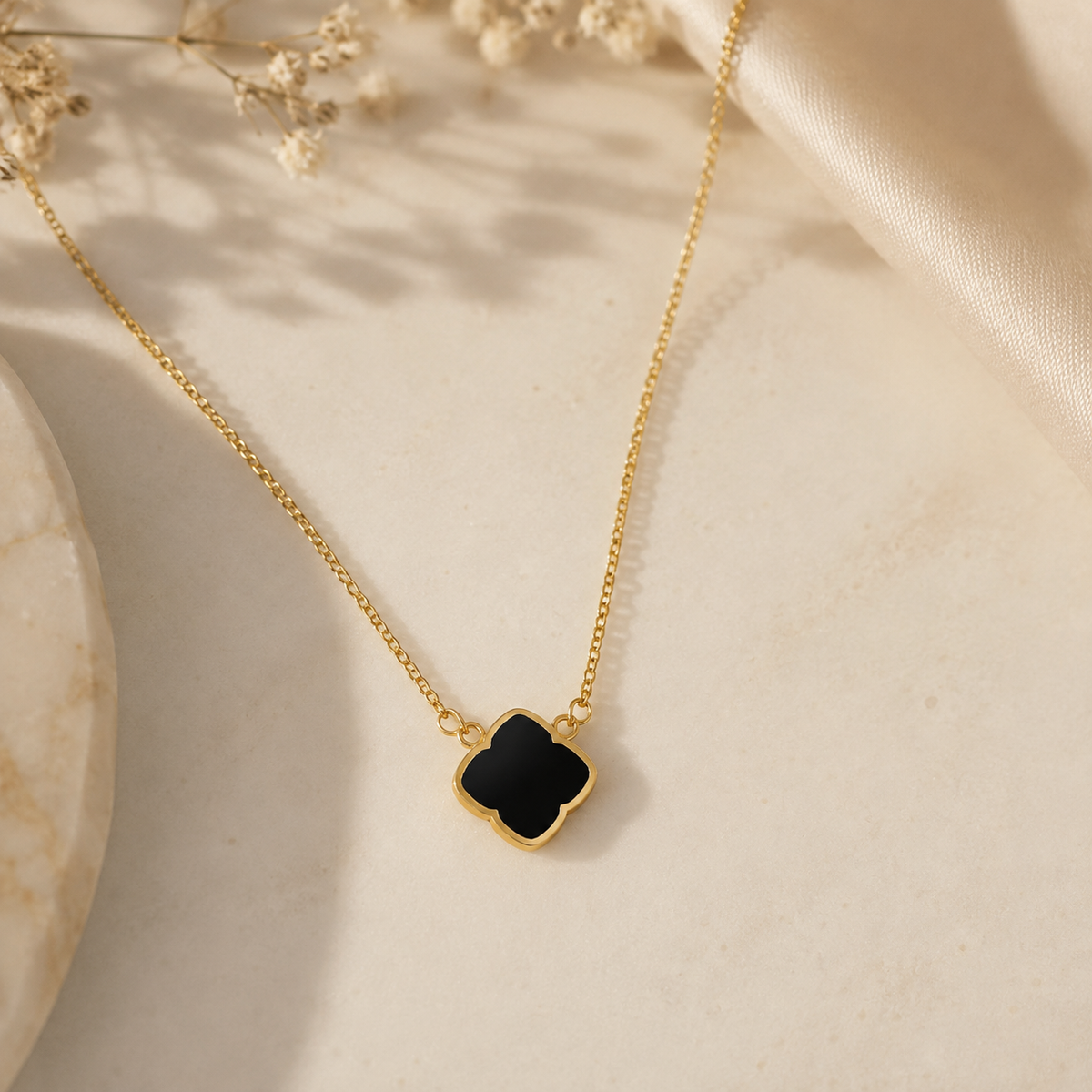 Black Rosette Necklace