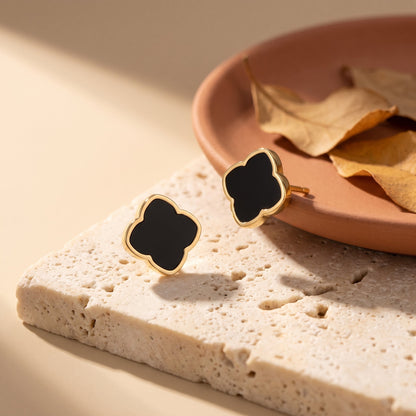 Black Rosette Stud Earrings