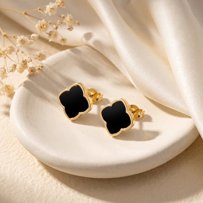 Black Rosette Stud Earrings