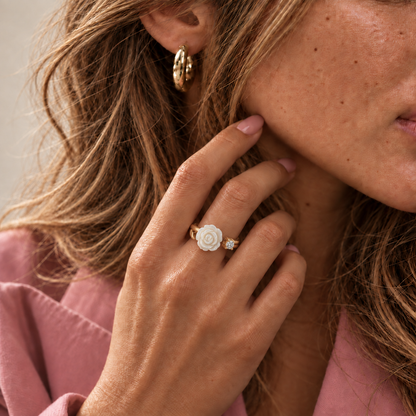 Pearl Rose Open Ring