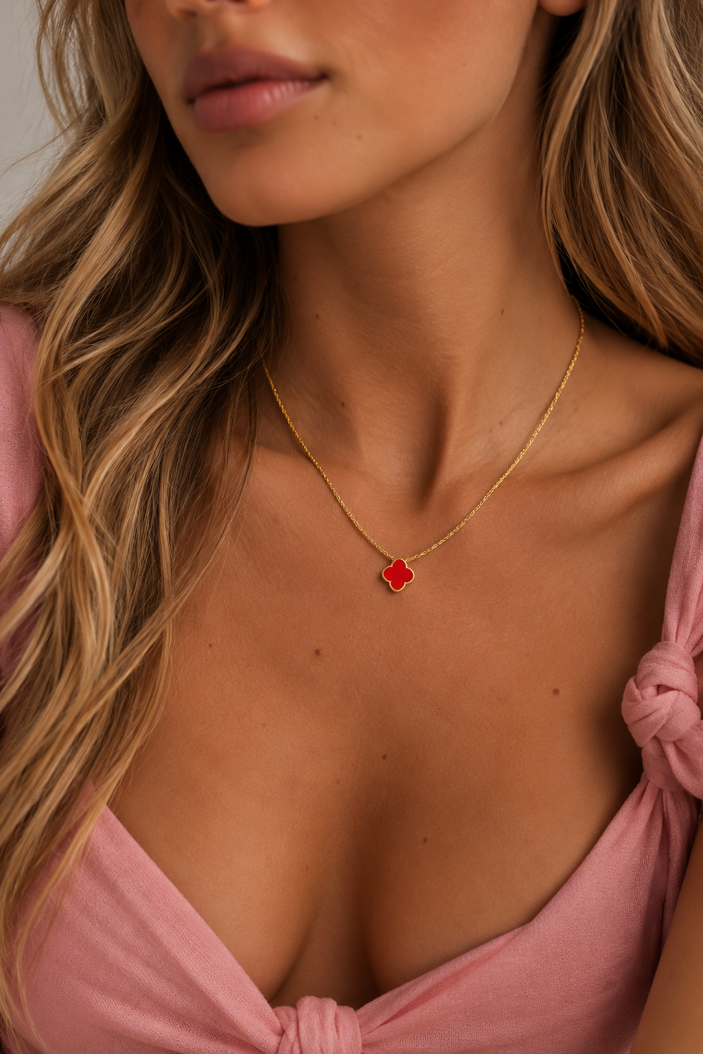 Red Rosette Necklace
