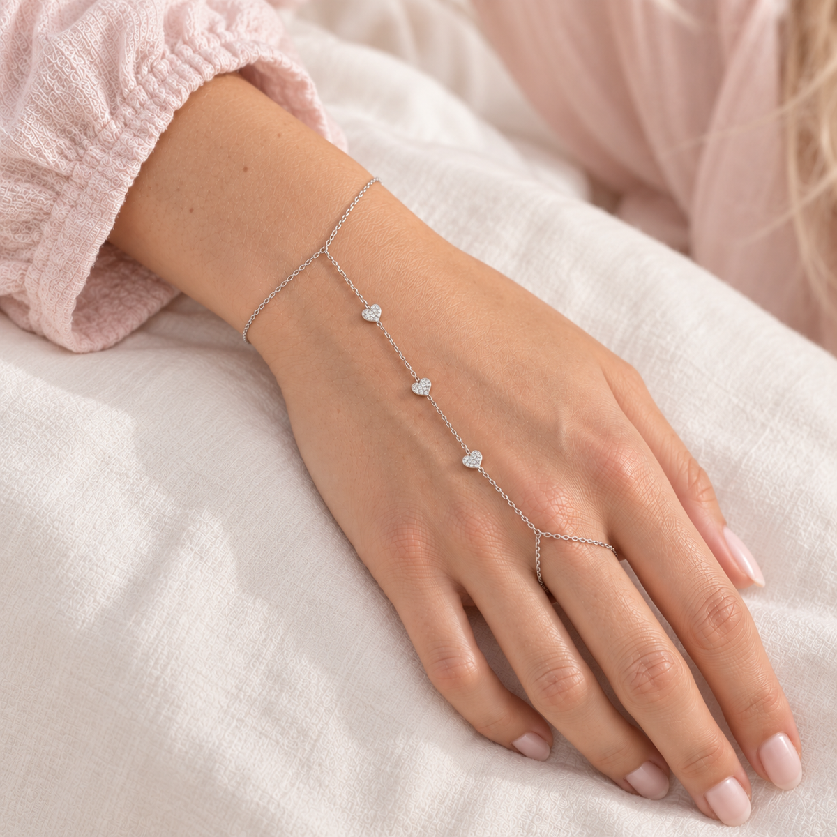 Crystal Heart Hand Chain