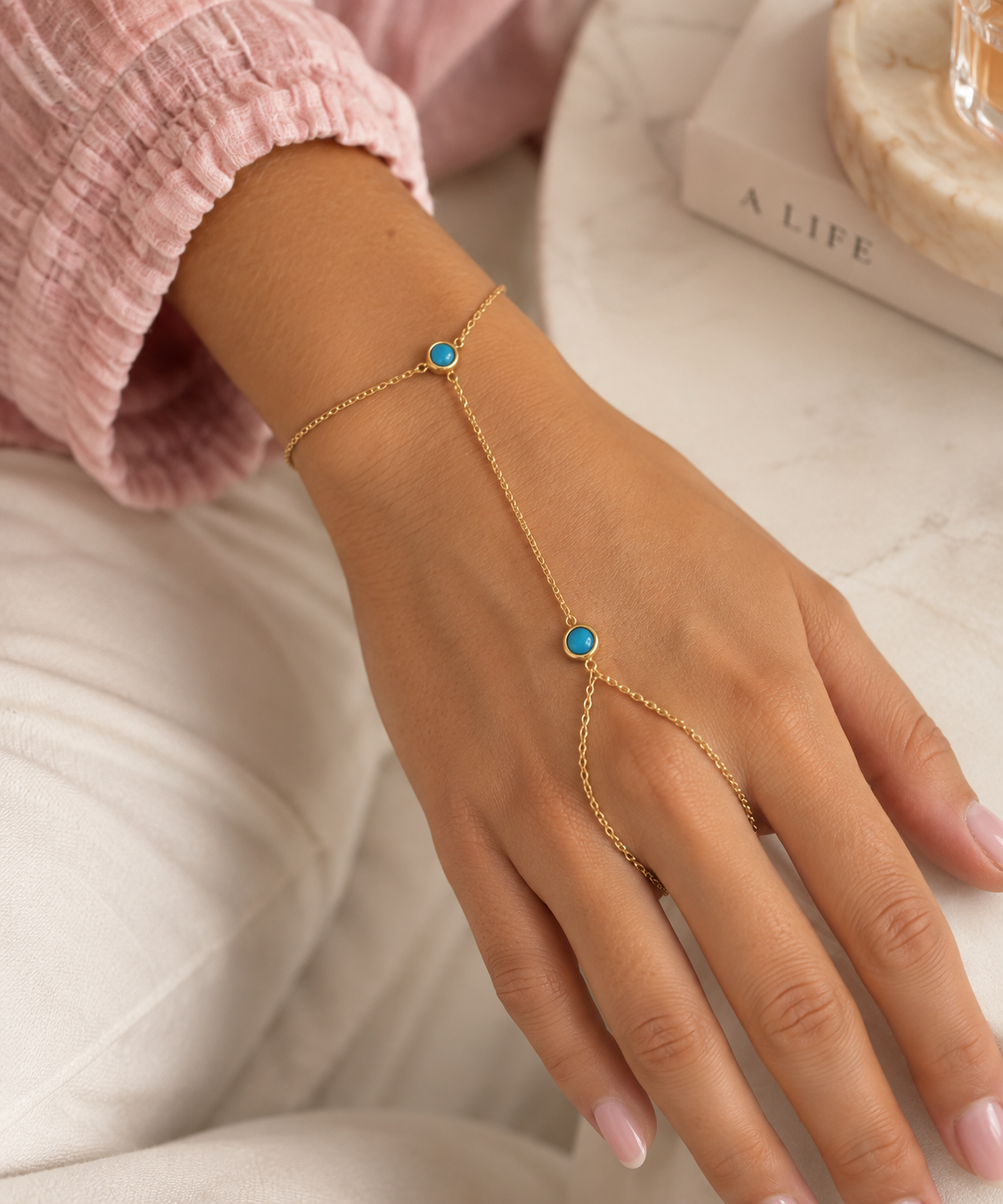 Blue Stone Hand Chain
