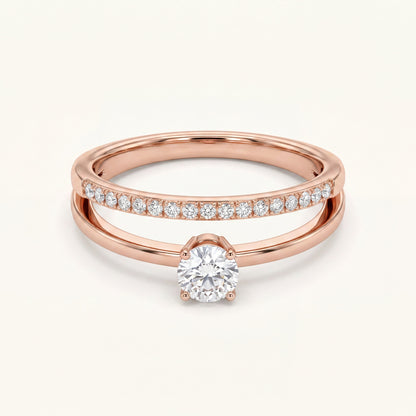 Rose Solitaire Double Band Ring
