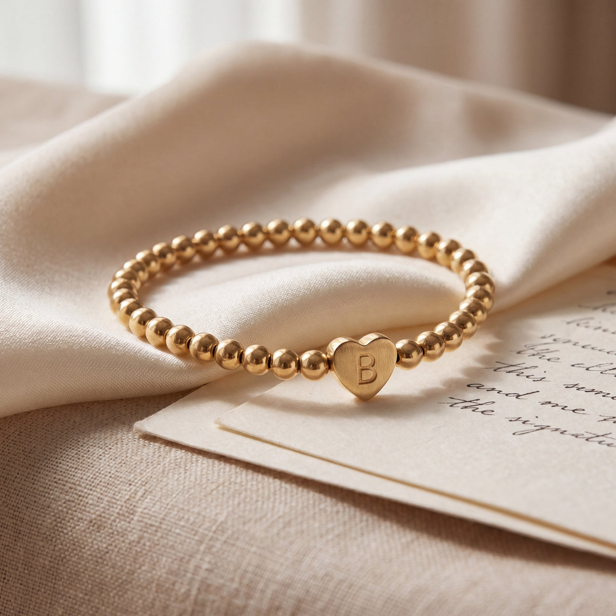 Heart Initial Bead Bracelet