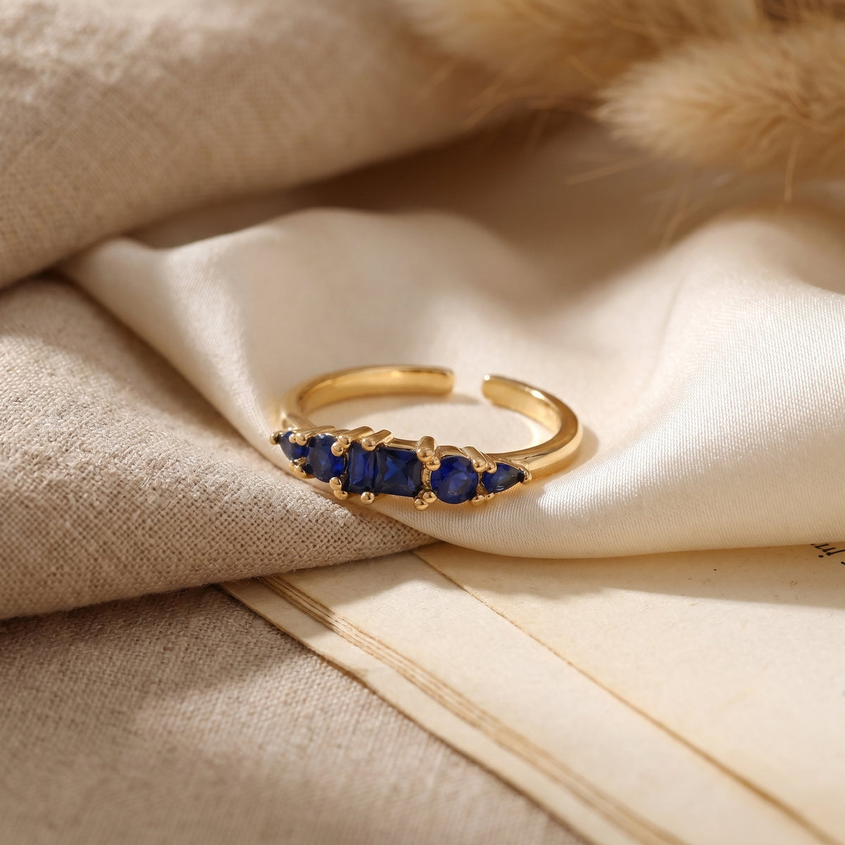 Blue Crystal Row Ring