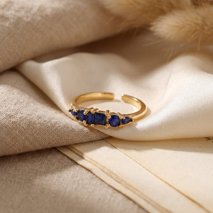 Blue Crystal Row Ring