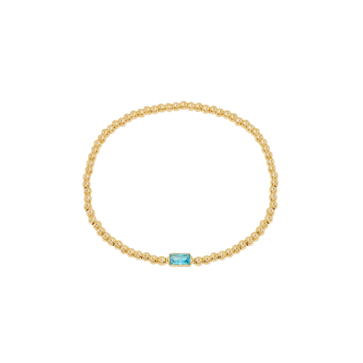 Baguette Birthstone Bead Bracelet
