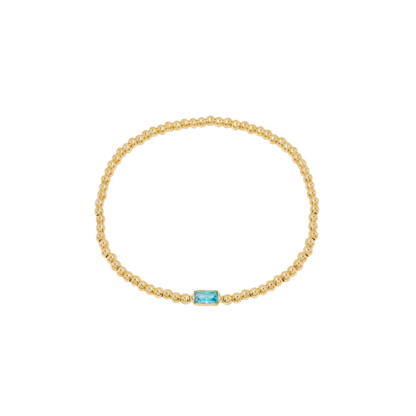 Baguette Birthstone Bead Bracelet