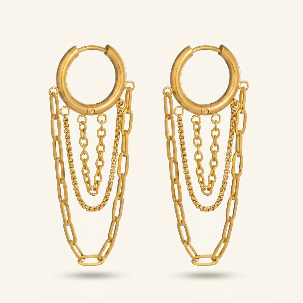 Layered Chain Hoop Earrings