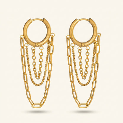 Layered Chain Hoop Earrings