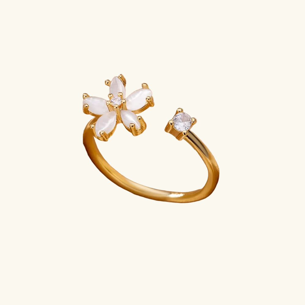 Crystal Flower Open Ring