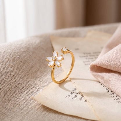 Crystal Flower Open Ring