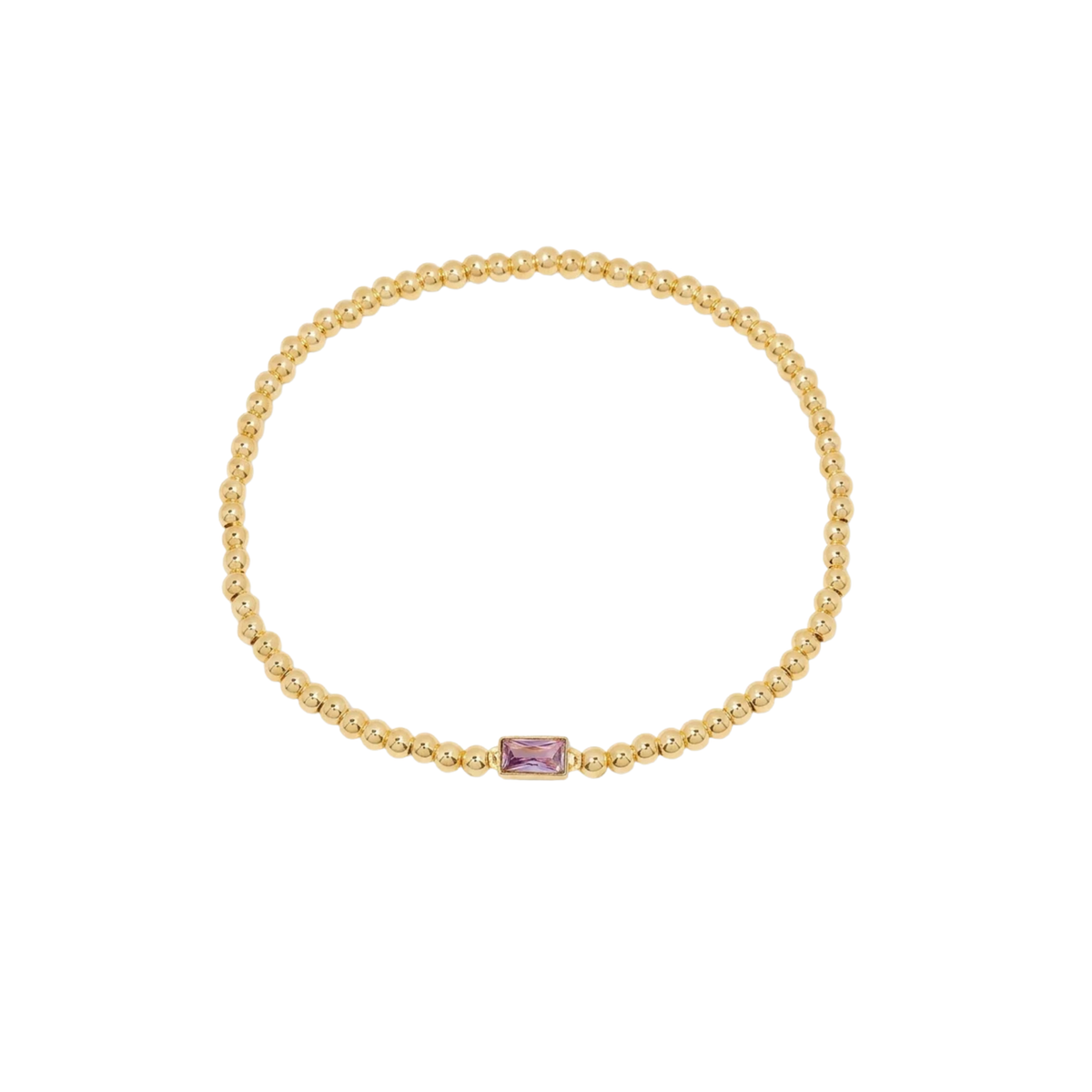 Baguette Birthstone Bead Bracelet