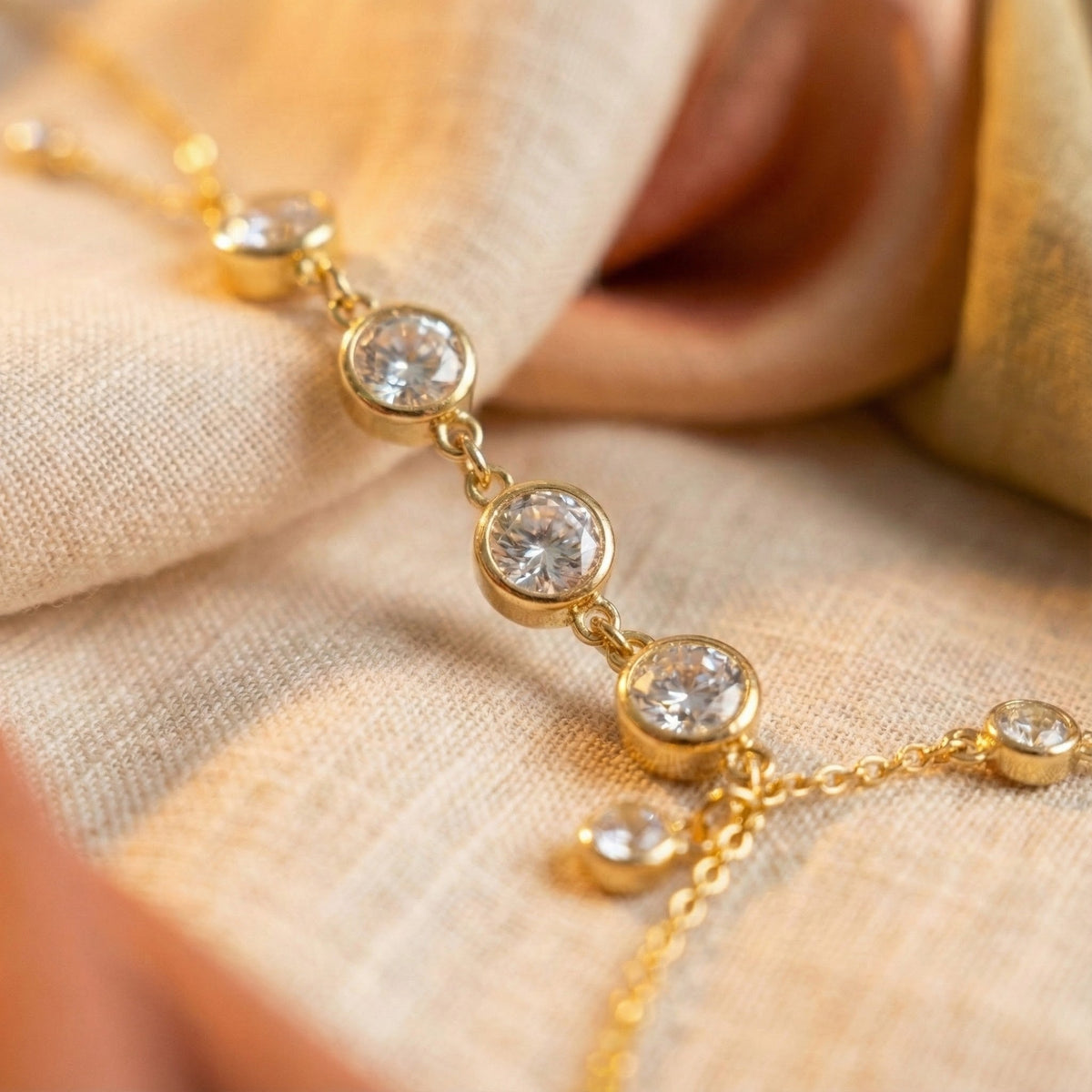 Multi Crystal Hand Chain