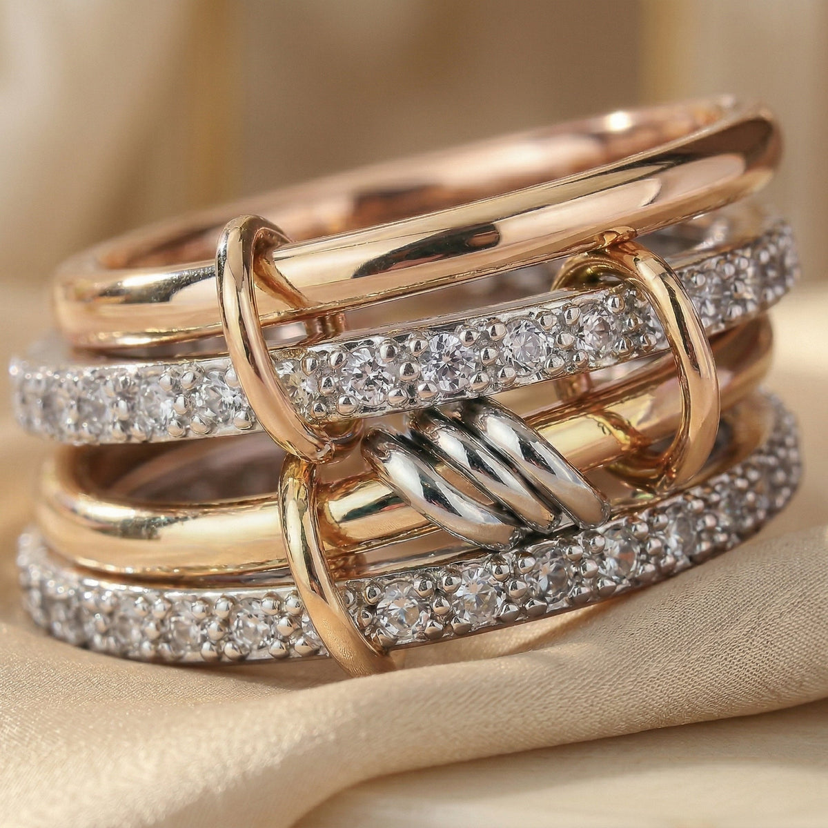 Interlocked Crystal Ring