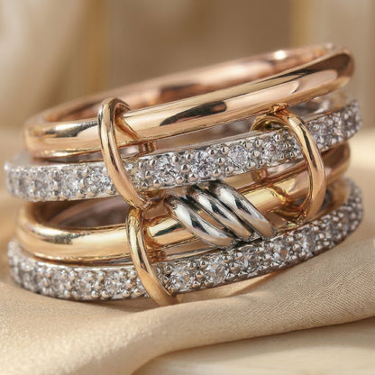 Interlocked Crystal Ring
