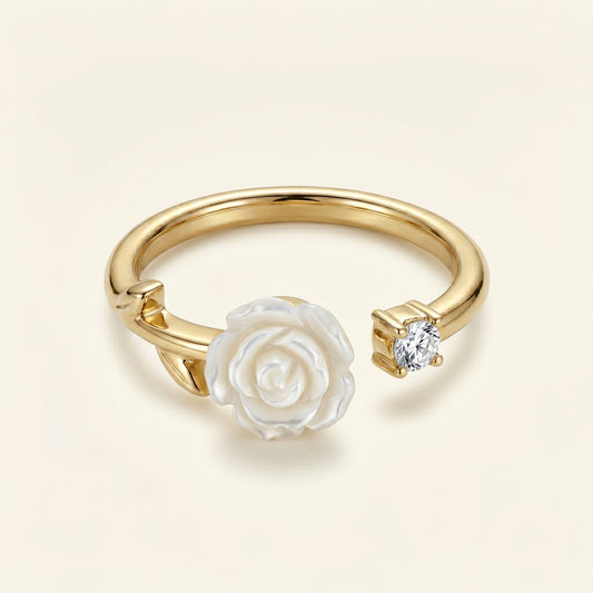 Pearl Rose Open Ring