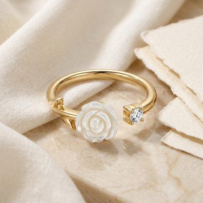 Pearl Rose Open Ring