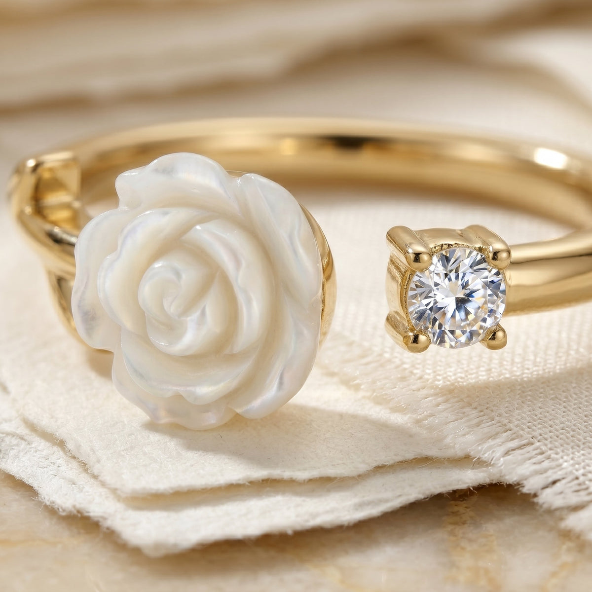 Pearl Rose Open Ring