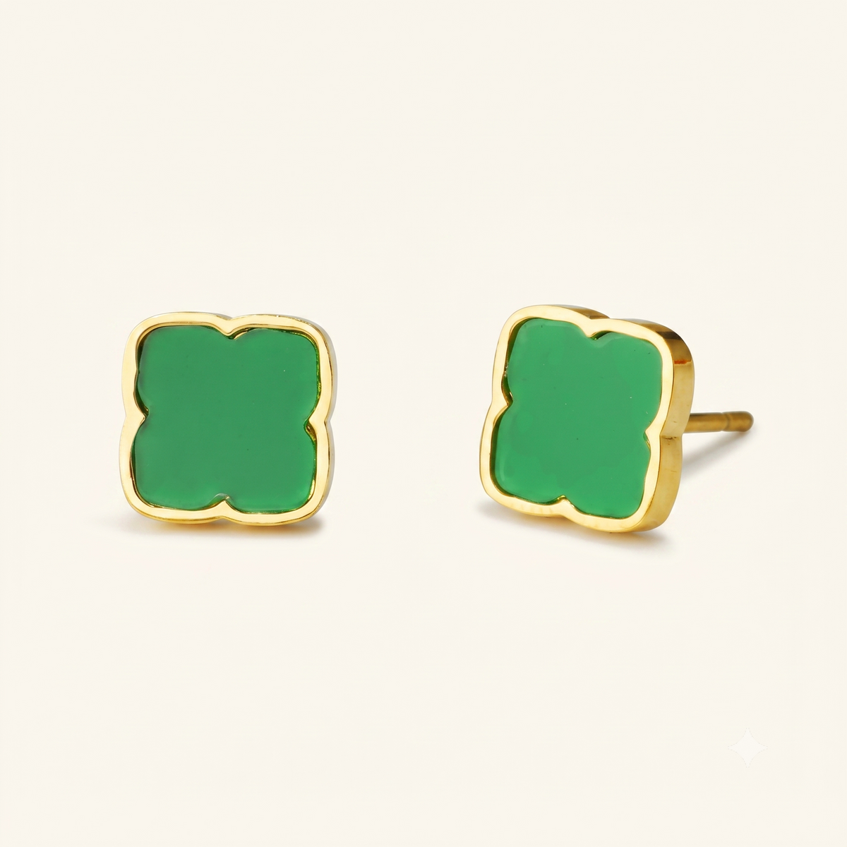Green Rosette Stud Earrings