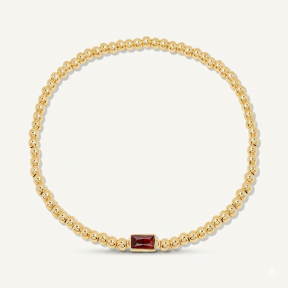 Baguette Birthstone Bead Bracelet
