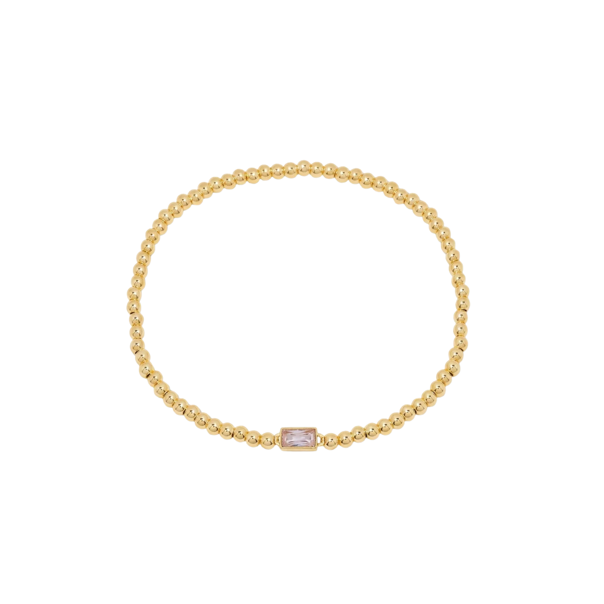 Baguette Birthstone Bead Bracelet