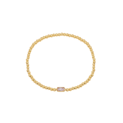 Baguette Birthstone Bead Bracelet